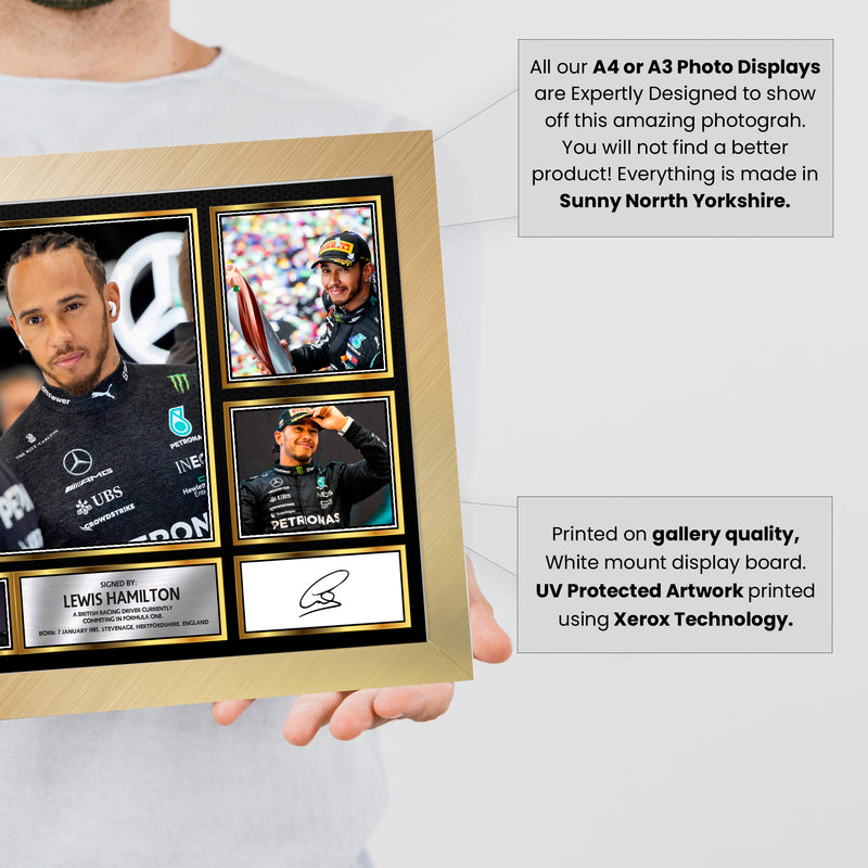 Lewis Hamilton F1 Driver Limited Edition Signed Gift Poster Print Artwork Display