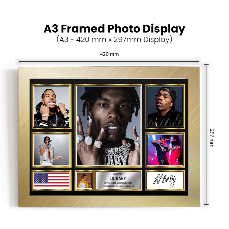 Rappers Lil Baby Framed Autographed Print - Limited Edition Autograph Fan Gift – Collectible Memorabilia Merchandise