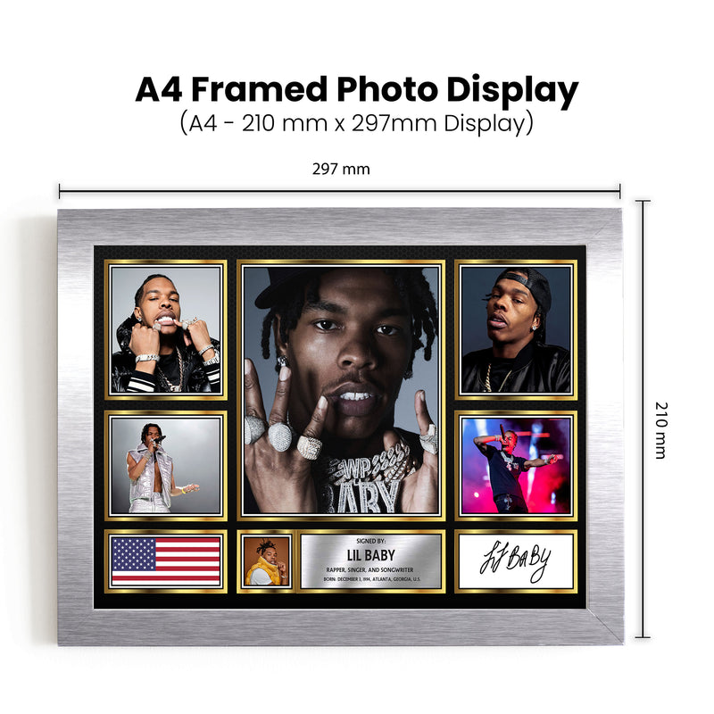 Rappers Lil Baby Framed Autographed Print - Limited Edition Autograph Fan Gift – Collectible Memorabilia Merchandise