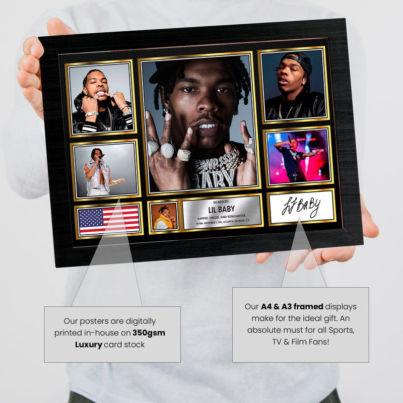 Rappers Lil Baby Framed Autographed Print - Limited Edition Autograph Fan Gift – Collectible Memorabilia Merchandise