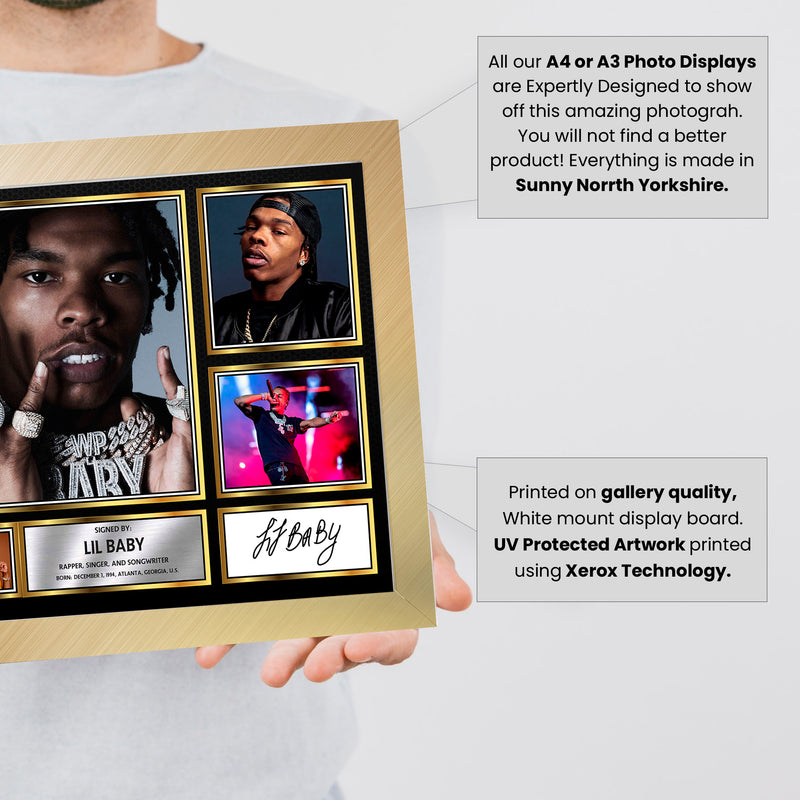 Rappers Lil Baby Framed Autographed Print - Limited Edition Autograph Fan Gift – Collectible Memorabilia Merchandise