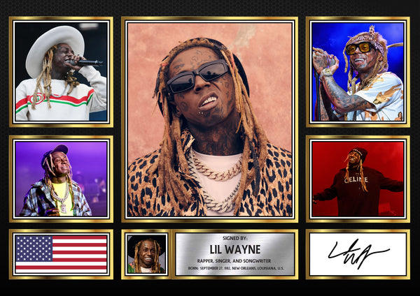 Rappers Lil Wayne Framed Printed Signature Print – Fan Gift – Wall Art