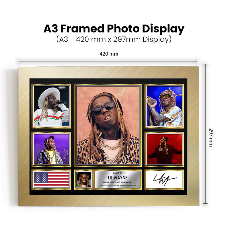 Rappers Lil Wayne Framed Autographed Print - Limited Edition Autograph Fan Gift – Collectible Memorabilia Merchandise