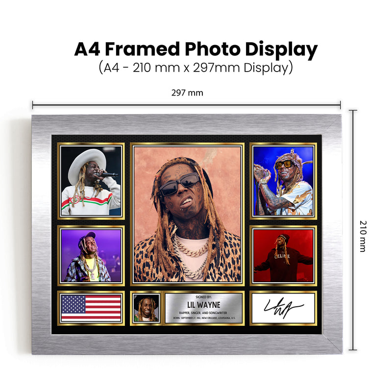 Rappers Lil Wayne Framed Autographed Print - Limited Edition Autograph Fan Gift – Collectible Memorabilia Merchandise