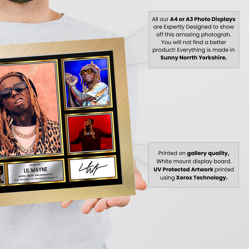 Rappers Lil Wayne Framed Autographed Print - Limited Edition Autograph Fan Gift – Collectible Memorabilia Merchandise