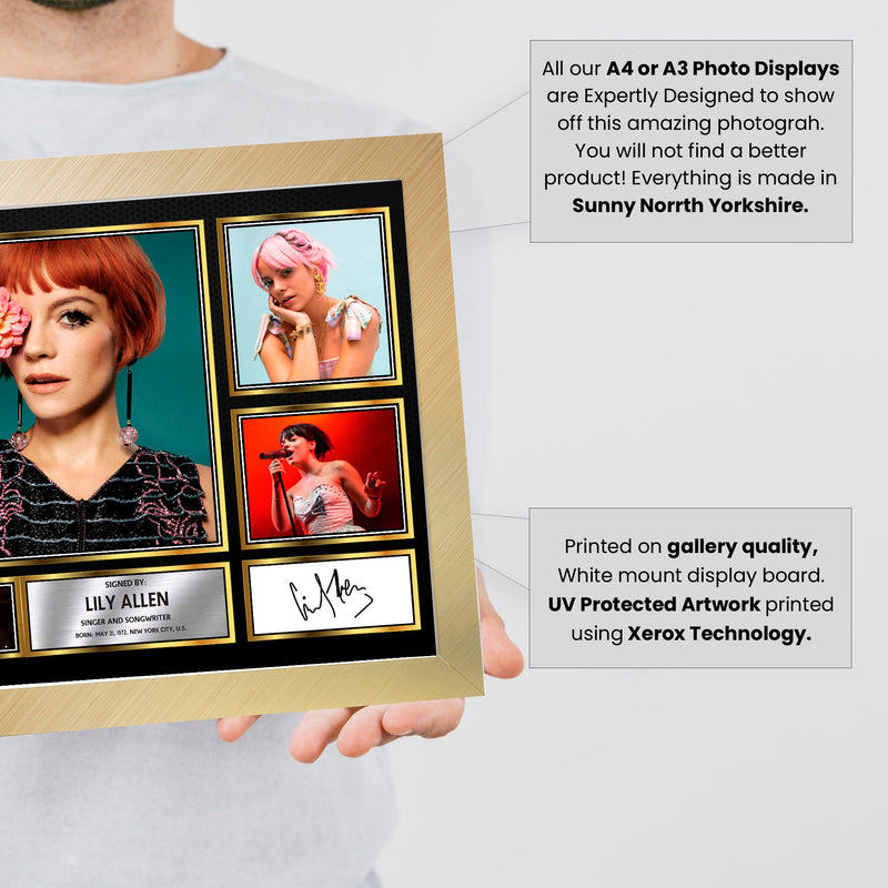 Lily Allen Singers Framed Autographed Print - Limited Edition Autograph Fan Gift – Collectible Memorabilia Merchandise