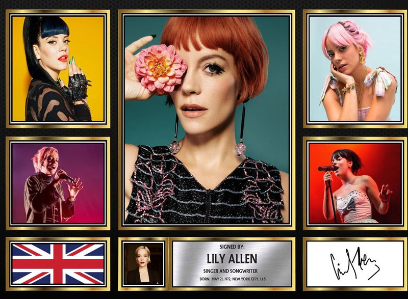 Lily Allen Singers Framed Autographed Print - Limited Edition Autograph Fan Gift – Collectible Memorabilia Merchandise