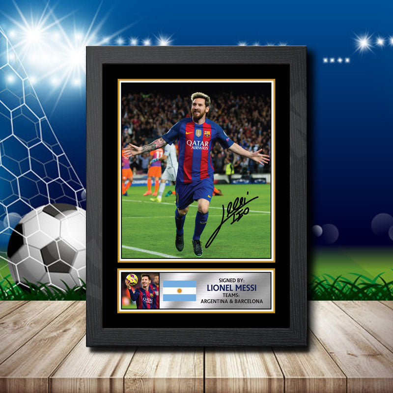 Lionel Messi Silver Printed Signature Footballers Star Poster Print Framed Wall Art Gift – Lionel Messi Silver Printed Signature Footballers Star Poster Print