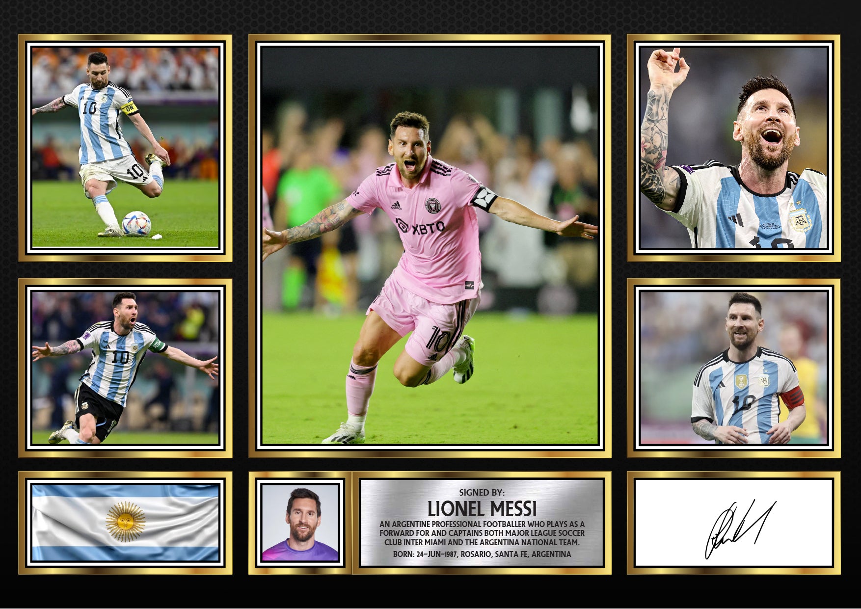 Lionel Messi - Footballer - Autographed Poster Print Photo Signature G