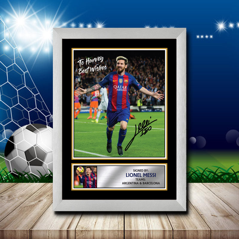 Lionel Messi Harvey Printed Signature Footballers Star Poster Print Framed Wall Art Gift – Lionel Messi Harvey Printed Signature Footballers Star Poster Print