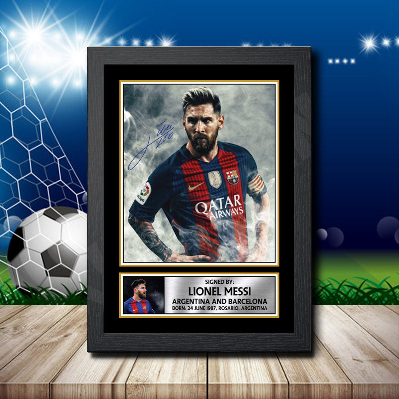Lionel Messi Barcelona 6 Printed Signature Footballers Star Poster Print Framed Wall Art Gift – Lionel Messi Barcelona 6 Printed Signature Footballers Star Poster Print