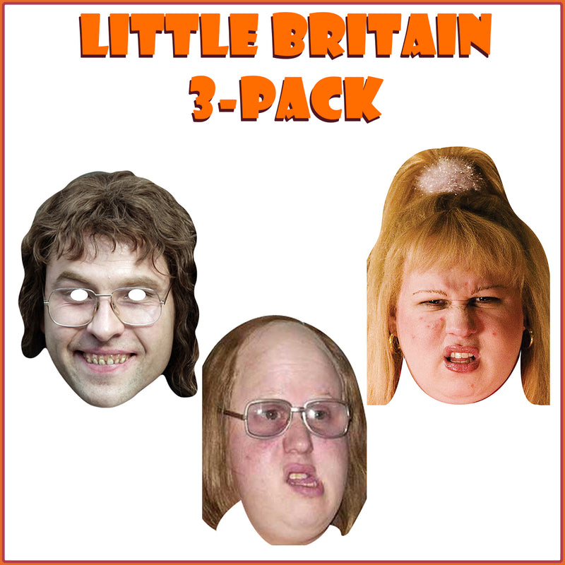 Little Britain 3-Pack Celebrity Face Masks Fancy Dress Cardboard Costume Party Masks
