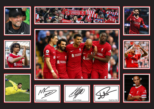 Liverpool Premier League Football Team Framed Printed Signature Print – Fan Gift – Wall Art – Reproduction Print
