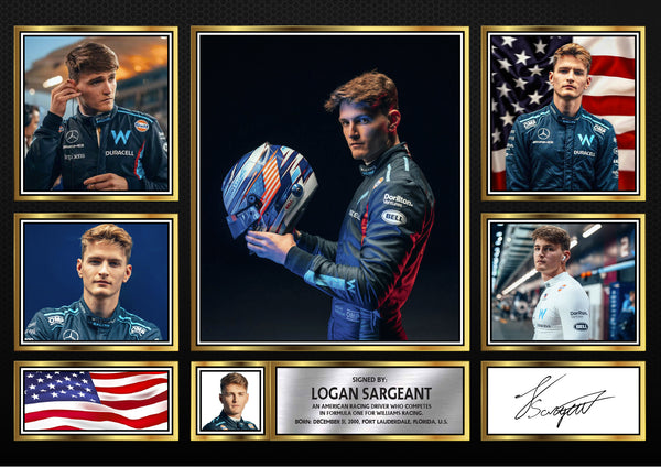 Logan Sargeant F1 Driver Printed Signature Gift Poster Print Artwork Display – Reproduction Print