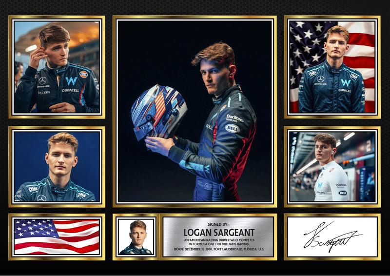 Logan Sargeant F1 Driver Limited Edition Signed Gift Poster Print Artwork Display