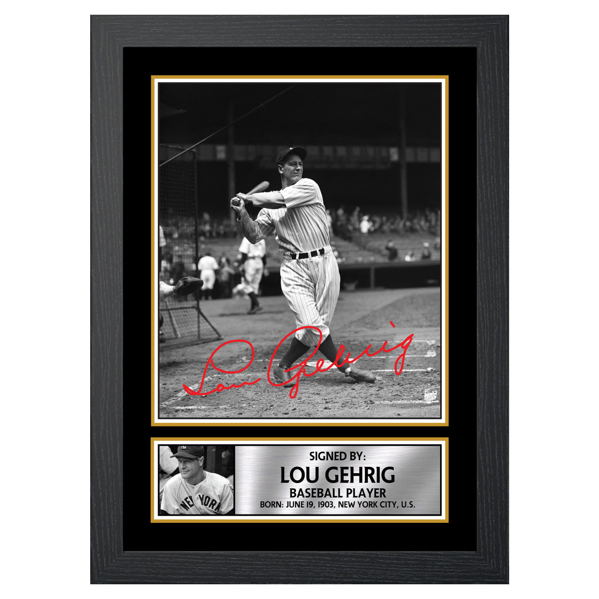 Lou Gehrig Baseball Player Printed Signature Poster Print Gift