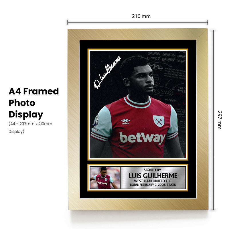 Luis Guilherme Signed Autograph Poster Print – West Ham United F.C. – Brazil Wonderkid Collectible – Gift for Fans & Collectors
