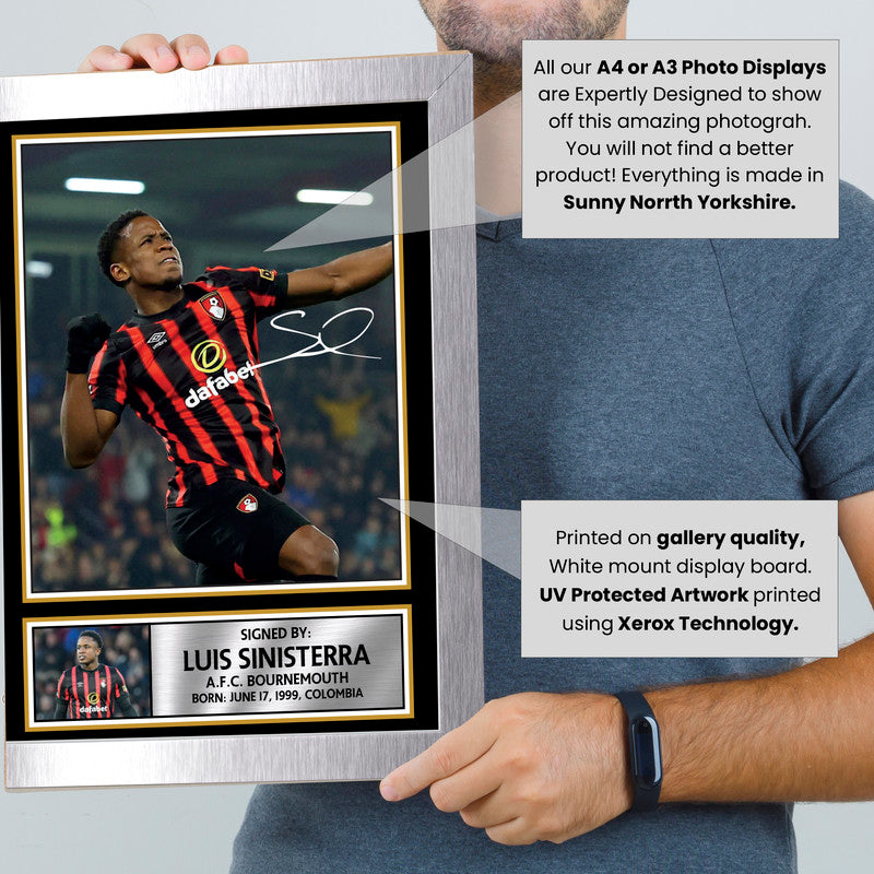 Luis Sinisterra Signed Autograph Poster Print – AFC Bournemouth – Colombia International Football Collectible – Gift for Fans & Collectors