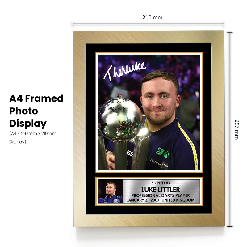 Luke Littler Signed Autograph Poster Print – PDC World Champion Darts – Sports Memorabilia Gift for Fans