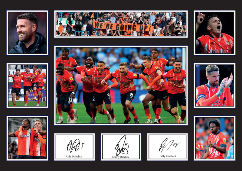 Luton Town Premier League Football Team Framed Autographed Print - Limited Edition Autograph Fan Gift – Collectible Memorabilia Merchandise