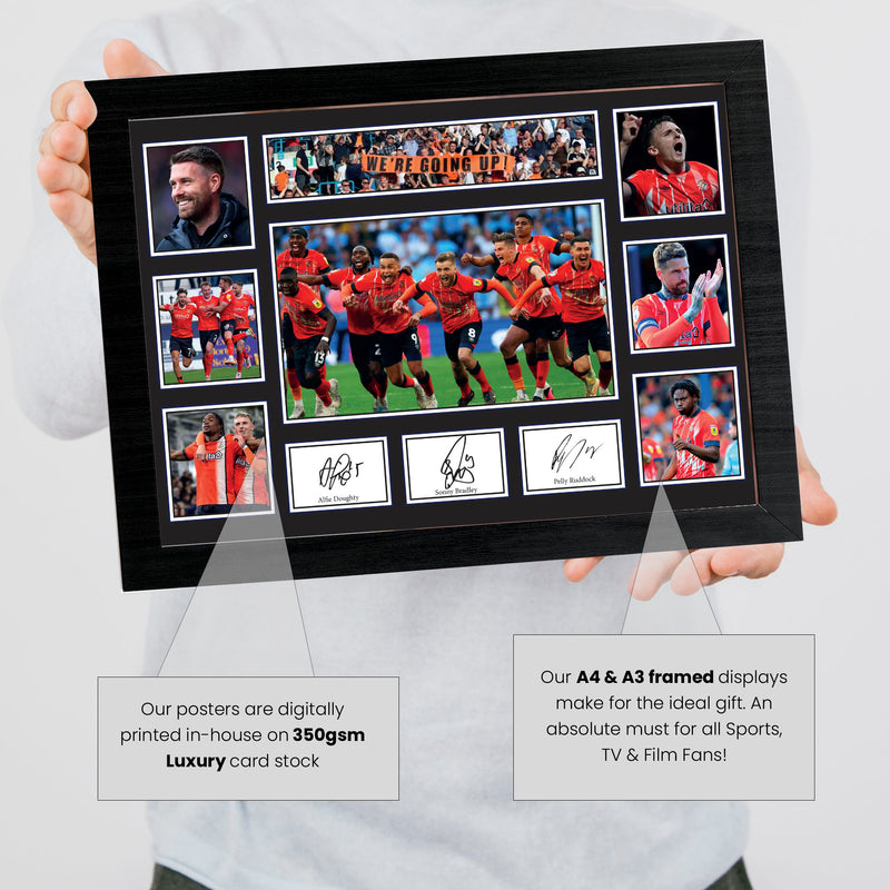 Luton Town Premier League Football Team Framed Autographed Print - Limited Edition Autograph Fan Gift – Collectible Memorabilia Merchandise