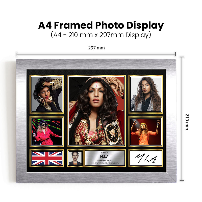 M.I.A. Singers Framed Autographed Print - Limited Edition Autograph Fan Gift – Collectible Memorabilia Merchandise