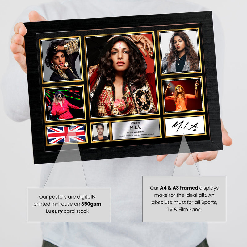 M.I.A. Singers Framed Autographed Print - Limited Edition Autograph Fan Gift – Collectible Memorabilia Merchandise