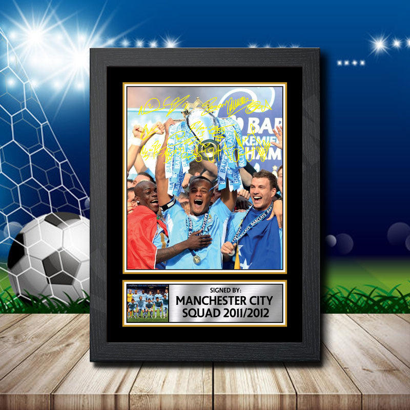Manchester City Squad 1 Printed Signature Footballers Star Poster Print Framed Wall Art Gift – Manchester City Squad 1 Printed Signature Footballers Star Poster Print