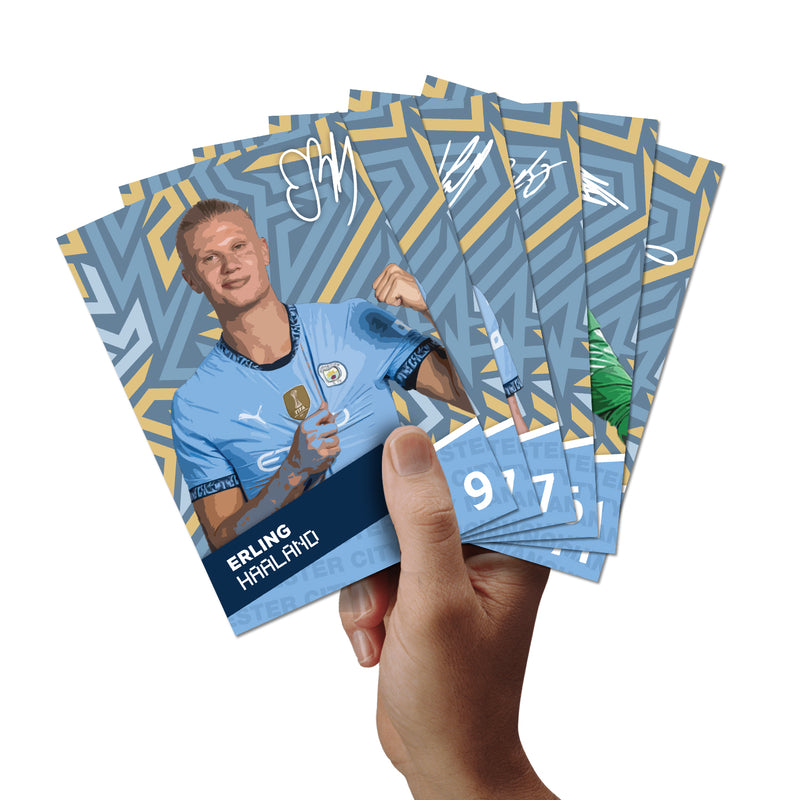 Manchester City Players SIGNED A6 Poster Pack - 6 Autographed Poster Print Cards (Haaland, Foden, De Bruyne, Rodri, Ederson, Guardiola)