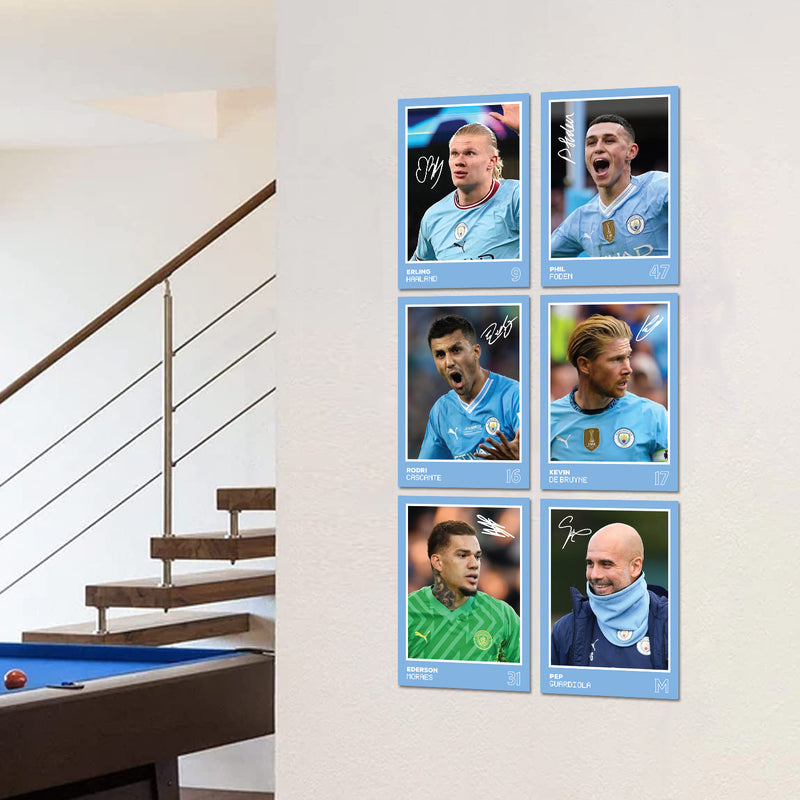 Manchester City Players SIGNED A6 Poster Pack 2 - 6 Autographed Poster Print Cards (Haaland, Foden, De Bruyne, Rodri, Ederson, Guardiola)