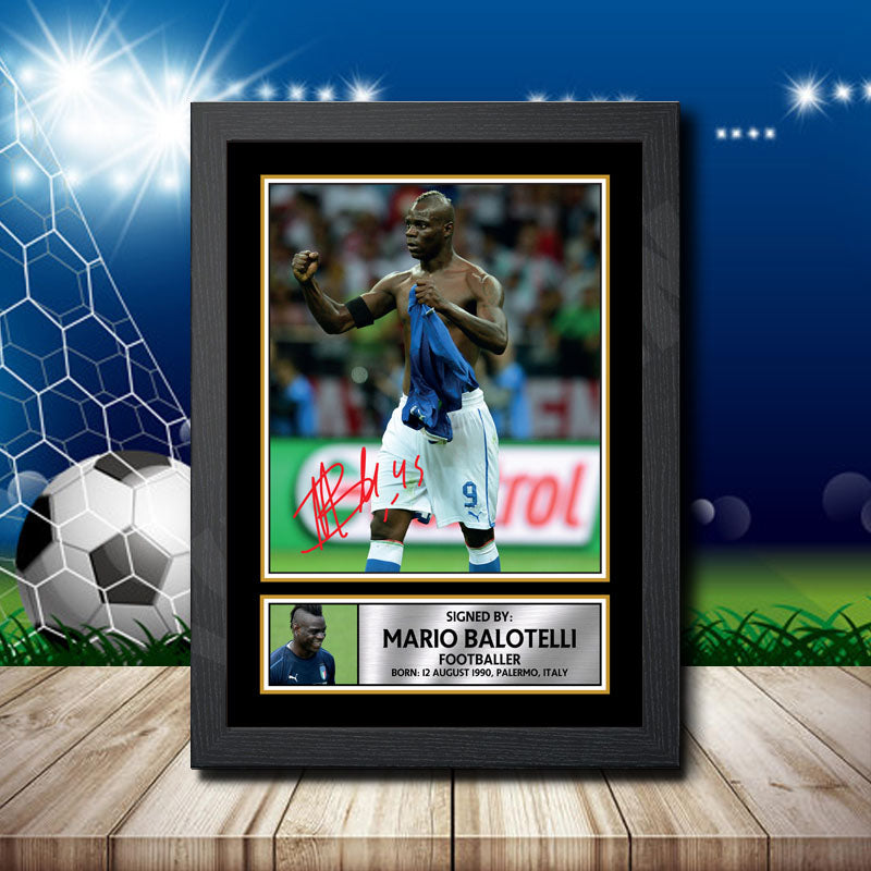 Mario Balotelli Italy 2 Printed Signature Footballers Star Poster Print Framed Wall Art Gift – Mario Balotelli Italy 2 Printed Signature Footballers Star Poster Print