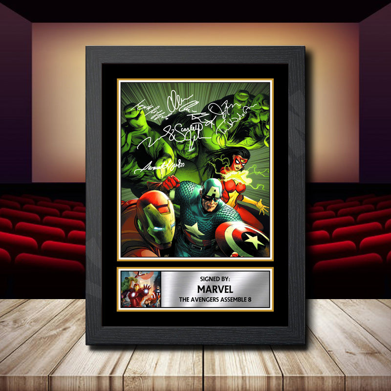 Marvel The Avengers Assemble 8 Printed Signature Movie Star Poster Print Framed Wall Art Gift – Marvel The Avengers Assemble 8 Printed Signature Movie Star Poster Print