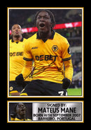 Mateus Mane Signed Football Memorabilia – Framed Autograph Display with Wolverhampton Photo & Plaque – Collector’s Gift for Fans
