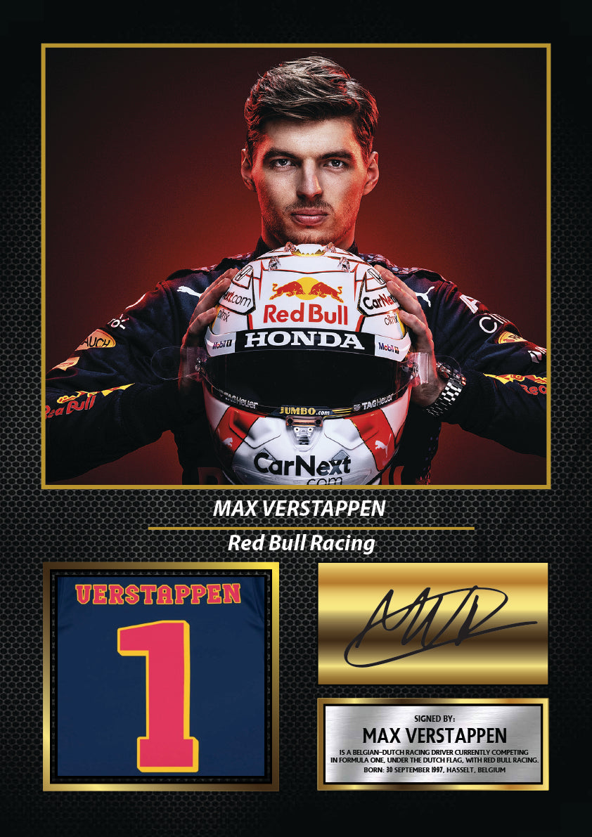 Max Verstappen Printed Signature Poster Print – Motorsport Wall Art – Printed Motorsport Wall Art – Motorsport Fan Gift Decor – Max Verstappen Printed Signature Poster Print