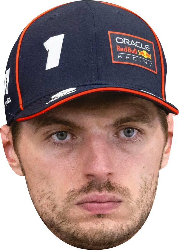 Max Verstrappen Cap Facemask – F1 Motorsport Celebrity Card Face Mask – Celebrity Mask for Stag Do, Hen Night, Fancy Dress & Costume Parties
