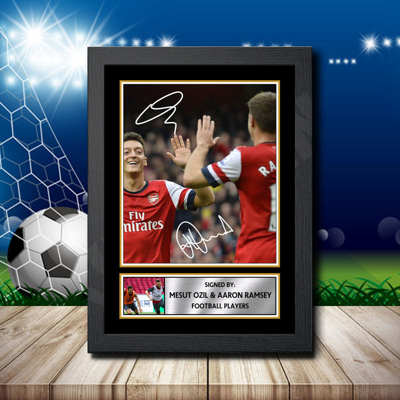 Mesut Ozil + Aaron Ramsey Printed Signature Footballers Star Poster Print Framed Wall Art Gift – Mesut Ozil + Aaron Ramsey Printed Signature Footballers Star Poster Print