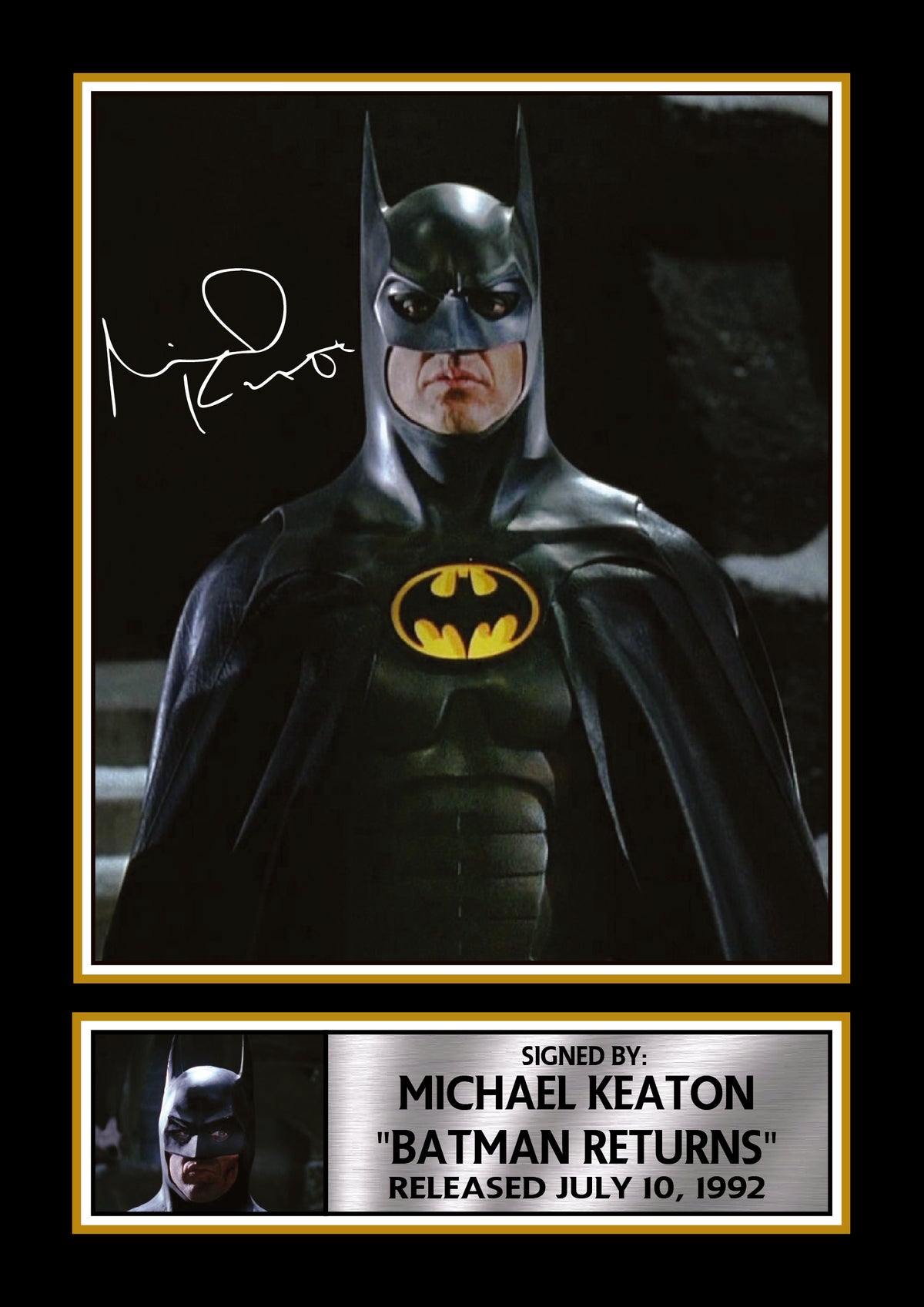 Michael Keaton Batman Returns Printed Signature Poster – Classic Batman Movie Wall Art – DC Superhero Film Wall Art Print – Michael Keaton Batman Returns Printed Signature Poster