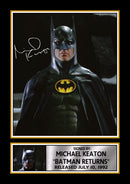 Michael Keaton Batman Returns Printed Autograph Poster – Classic Batman Movie Wall Art – DC Superhero Film Memorabilia Collectible Print