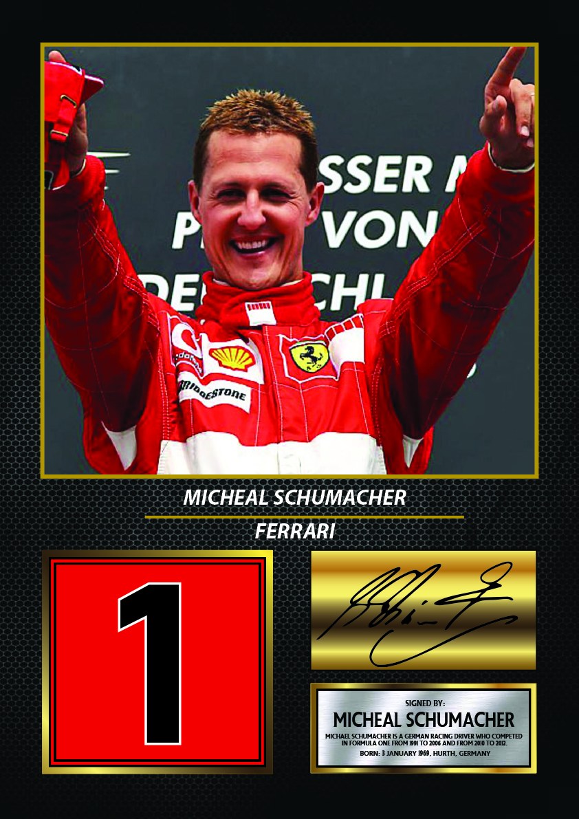 Michael Schumacher Racing Driver Printed Signature Print – michael Schumacher printed signature poster