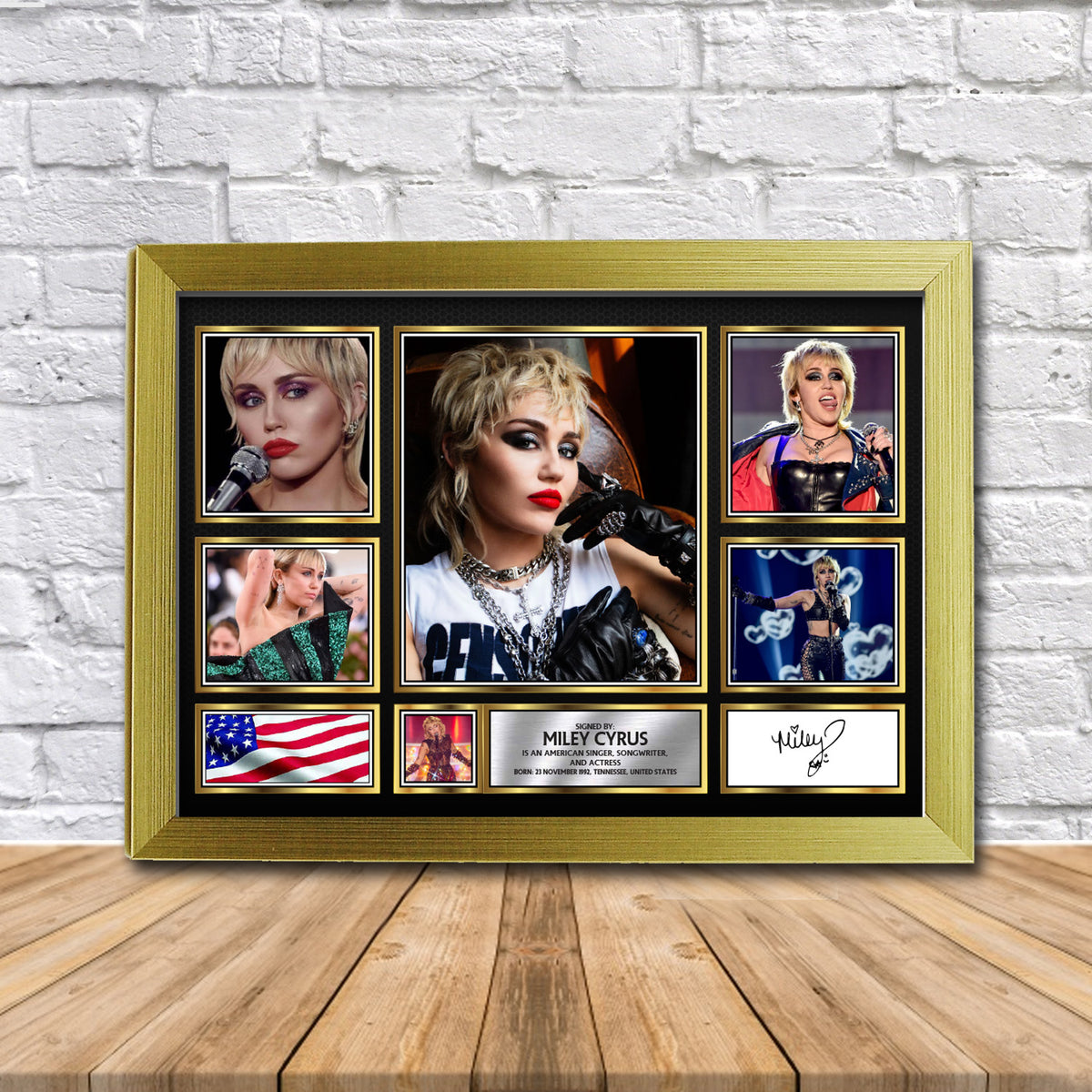 Miley Cyrus Music Gift Framed Printed Signature Star Poster Print Wall Art Gift