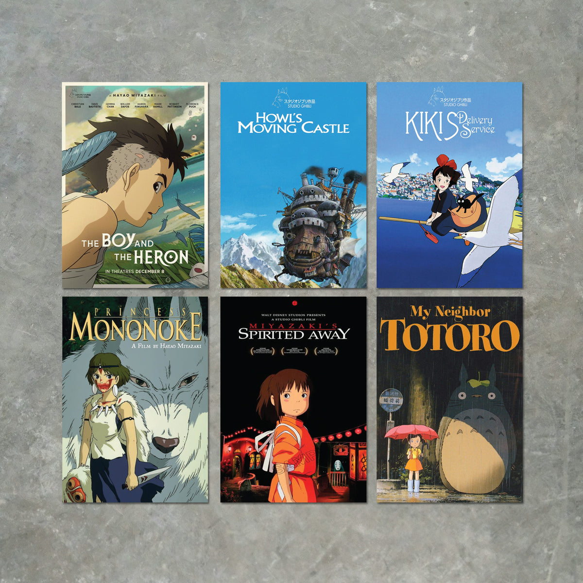 Miyasaki Ghibli Movies and Film Poster Print Packs - 6 POSTERS A6, A5