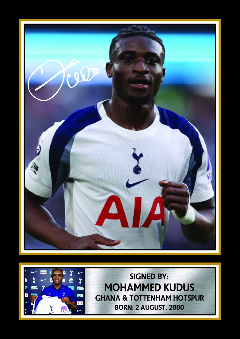 Mohammed Kudus Tottenham Footballer Printed Signature Print – mohammed Kudus printed signature poster