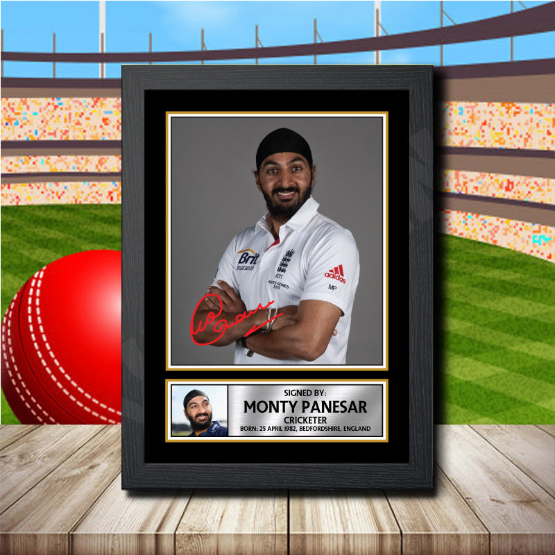 Monty Panesar 2 Printed Signature Cricket Star Poster Print Framed Wall Art Gift – Monty Panesar 2 Printed Signature Cricket Star Poster Print