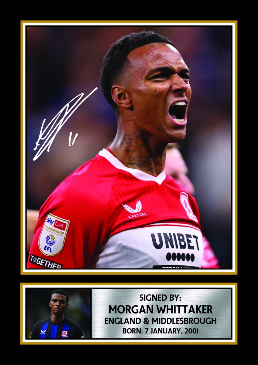 Morgan Whittaker Middlesbrough Footballer Printed Signature Print – morgan Whittaker printed signature poster