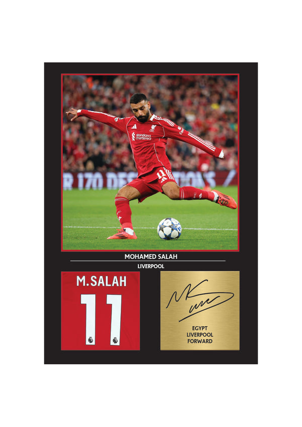 Mohamed Salah Printed Signature Poster Print – Liverpool FC Football Wall Art – Printed Soccer Wall Art – Mo Salah Fan Gift Decor