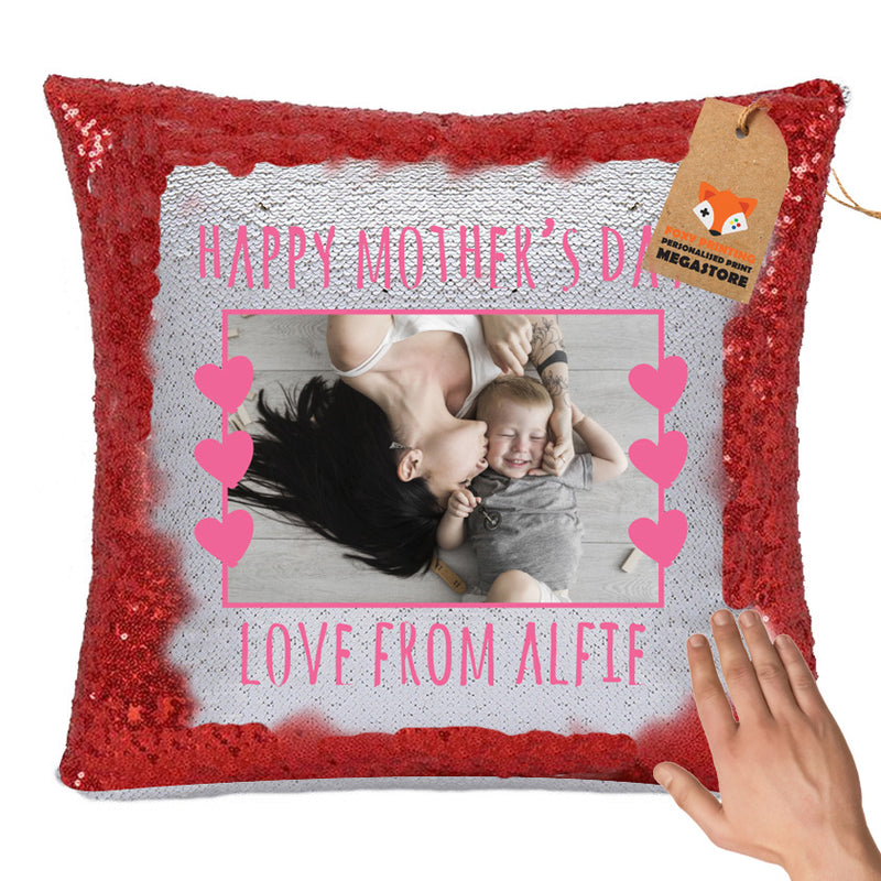 PERSONALISED MOTHERS DAY SUBLIMATED SEQUIN CUSHION WITH INSERT ANY PHOTO WITH TEXT HIGH QUALITY DESIGN 6