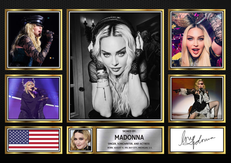 Madonna  Singers Framed Autographed Print - Limited Edition Autograph Fan Gift – Collectible Memorabilia Merchandise