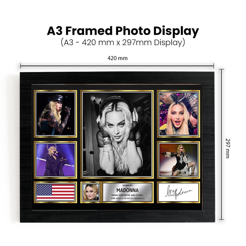 Madonna  Singers Framed Autographed Print - Limited Edition Autograph Fan Gift – Collectible Memorabilia Merchandise