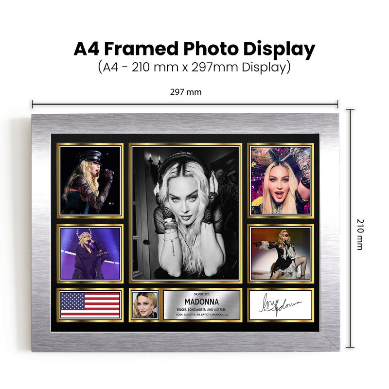 Madonna  Singers Framed Autographed Print - Limited Edition Autograph Fan Gift – Collectible Memorabilia Merchandise