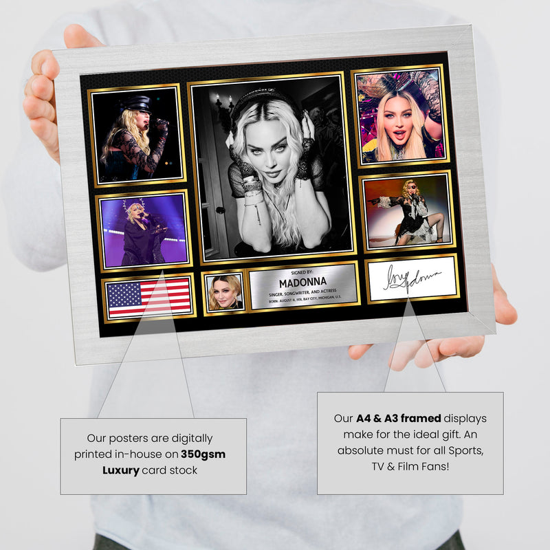 Madonna  Singers Framed Autographed Print - Limited Edition Autograph Fan Gift – Collectible Memorabilia Merchandise